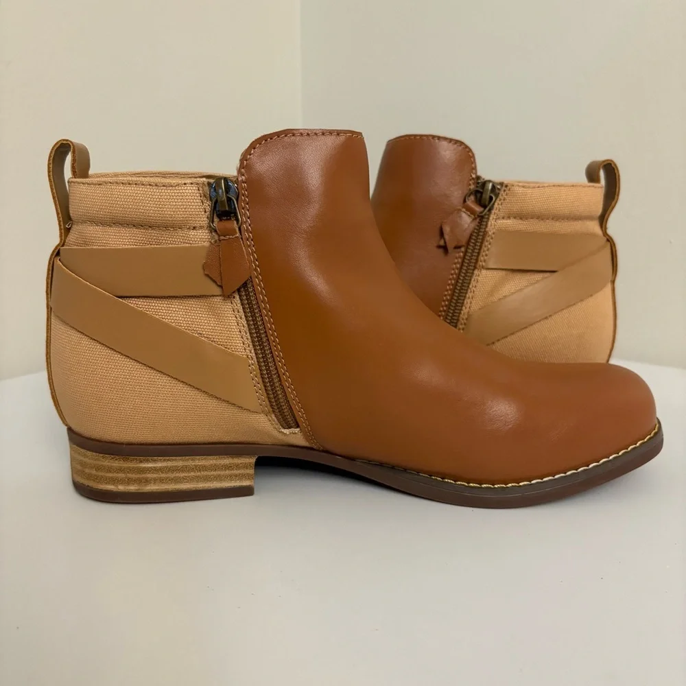 Spenco Dove Creek Ankle Boots Women’s Size 8.5W Wide Brown Leather Upper